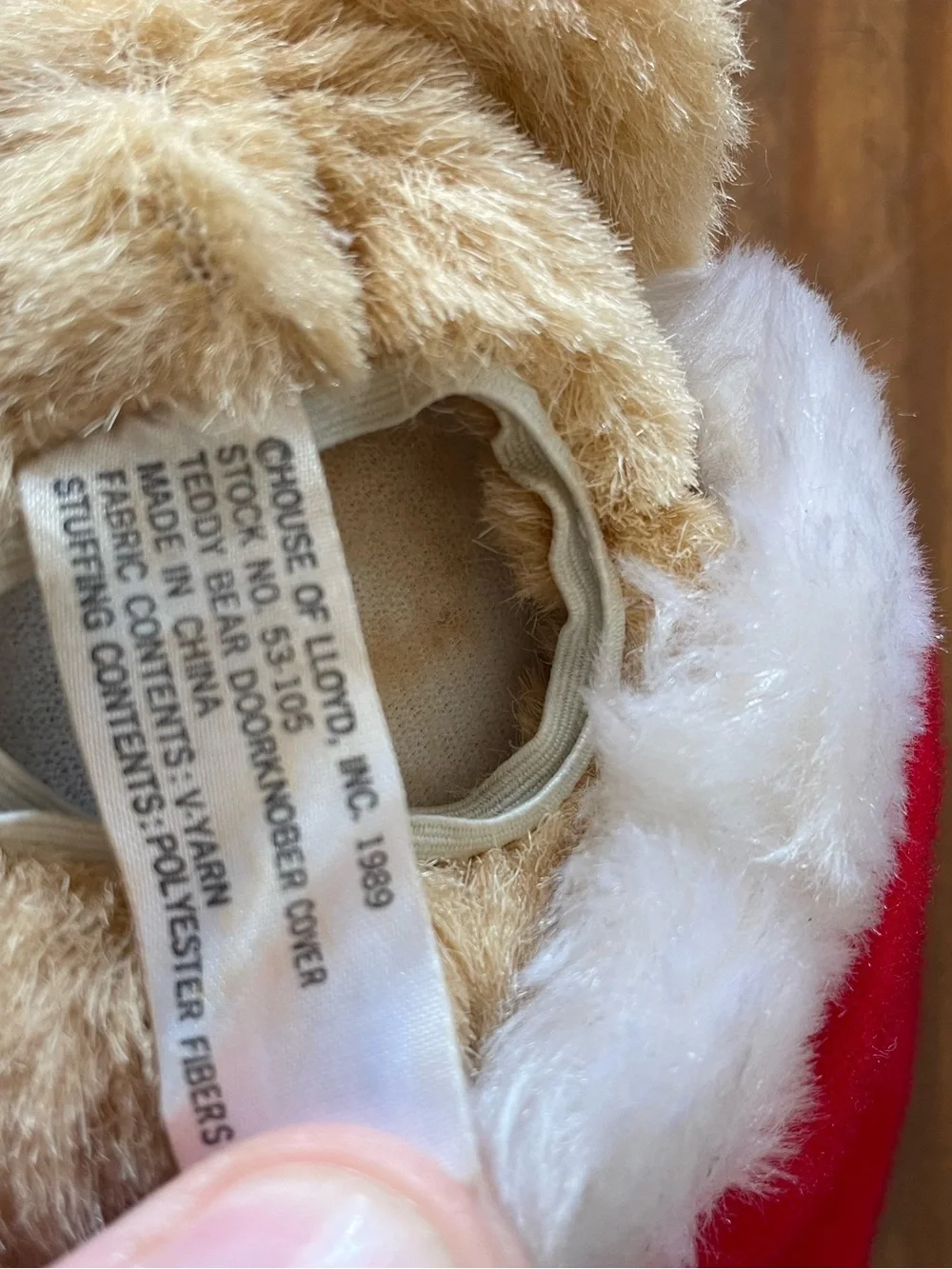 Vintage 80s Christmas Teddy Bear DoorKnober Cover Classic Home Decor Holiday